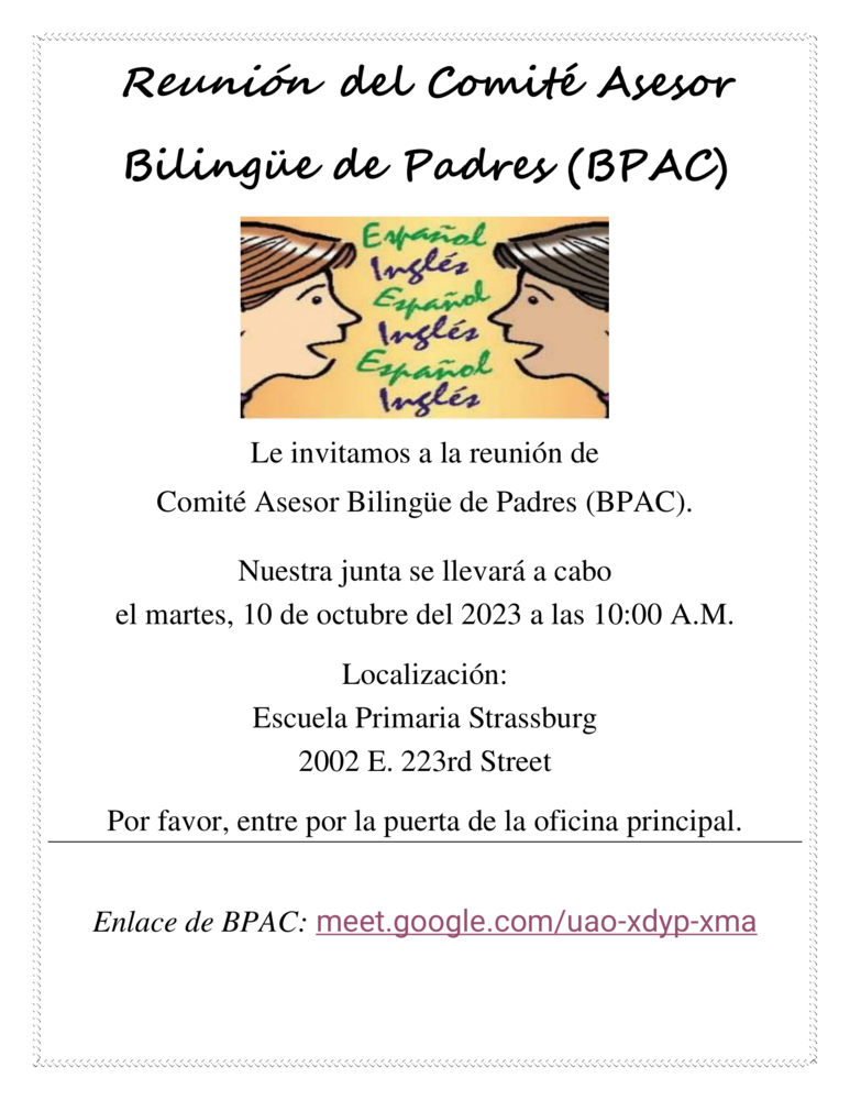 Bilingual Parent Advisory Committee Meeting