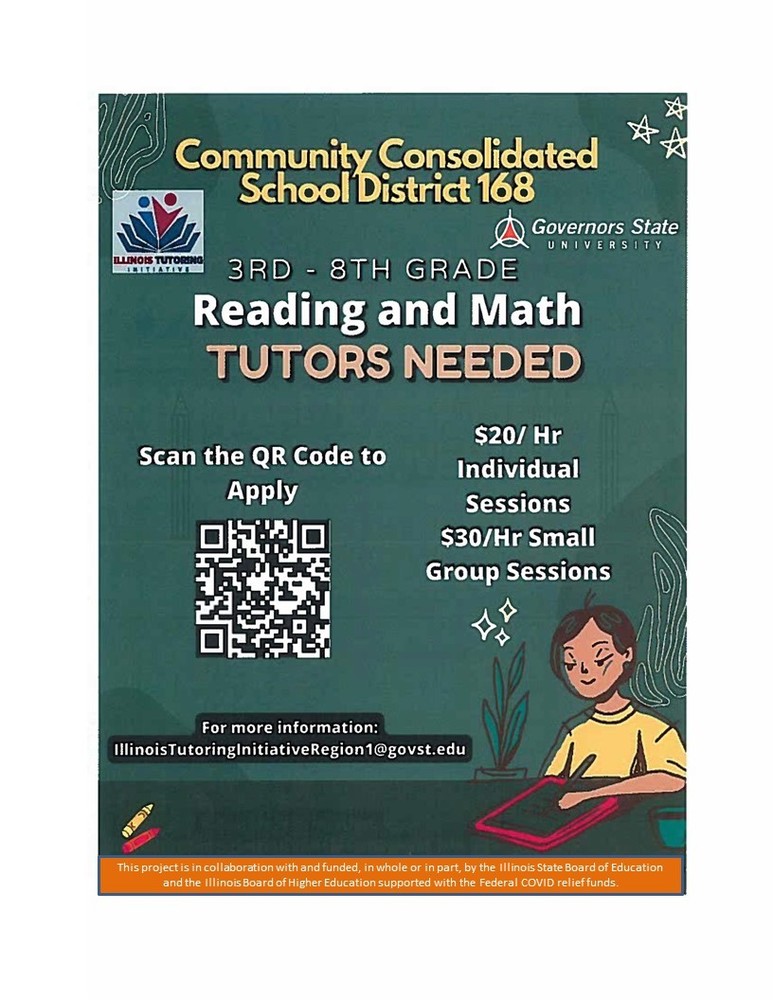 Tutors Needed - Reading and Math 3rd - 8th Grade