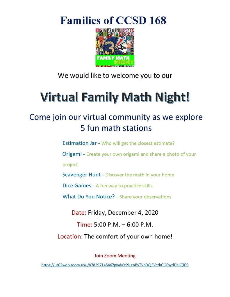Virtual Family Math Night  
