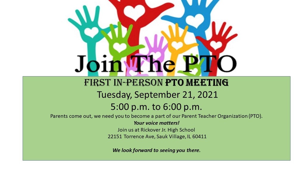 Join the PTO!    First In-person meeting September 21,  2021