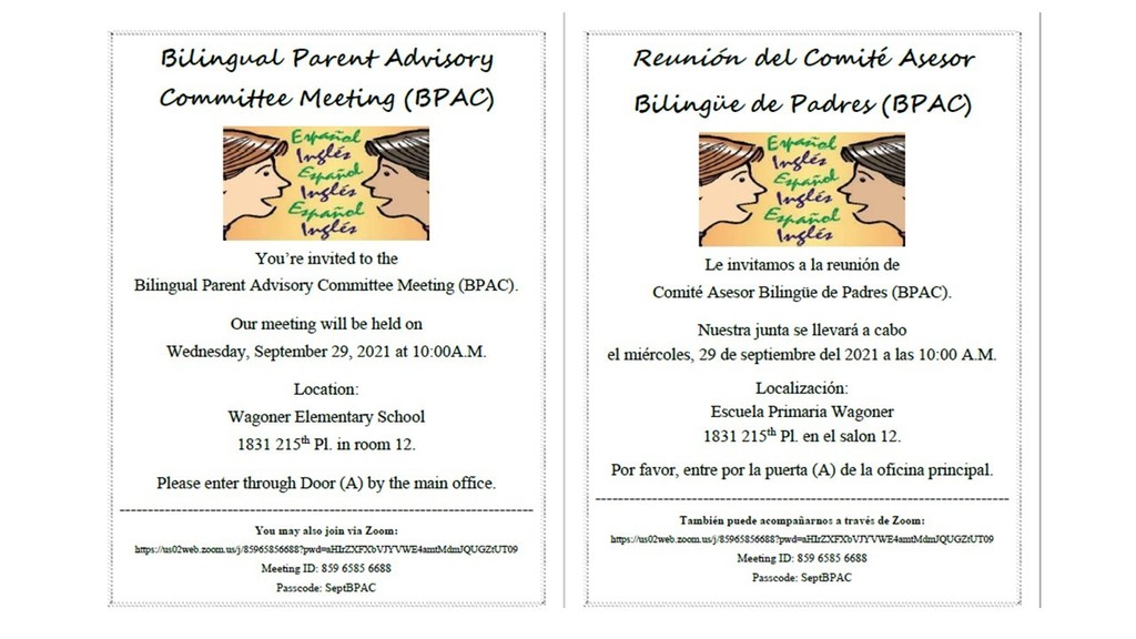 Bilingual Parent Advisory Committee Meeting (BPAC)