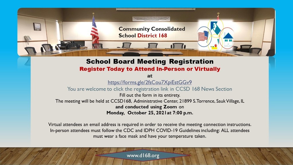 School Board Meeting - Monday, October 25, 2021 at 7:00 p.m.