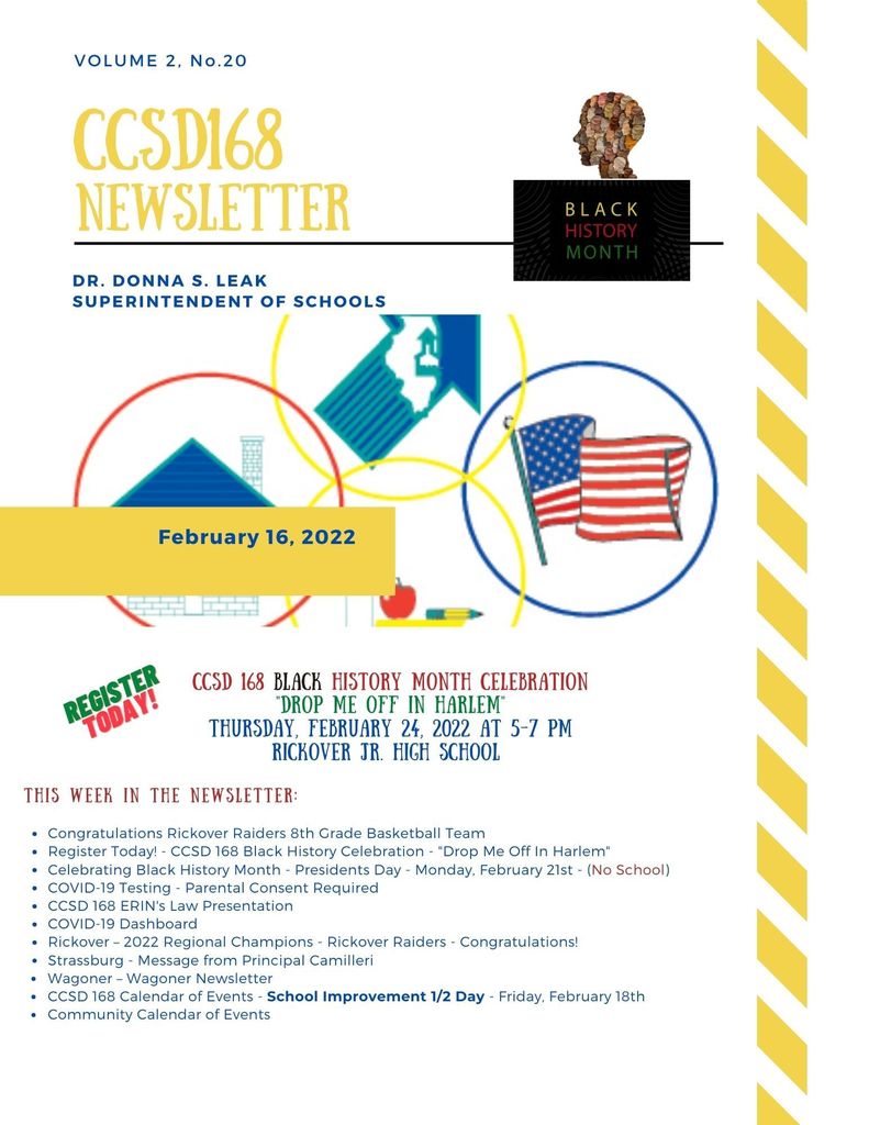 CCSD 168 Weekly Newsletter - February 16, 2022