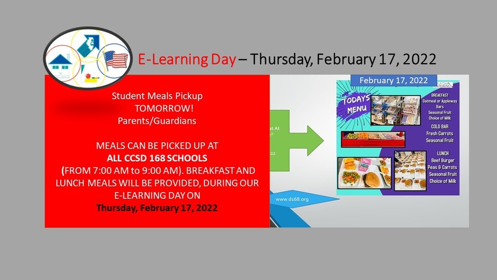 E-Learning Meals Available All Schools 7-9 a.m.