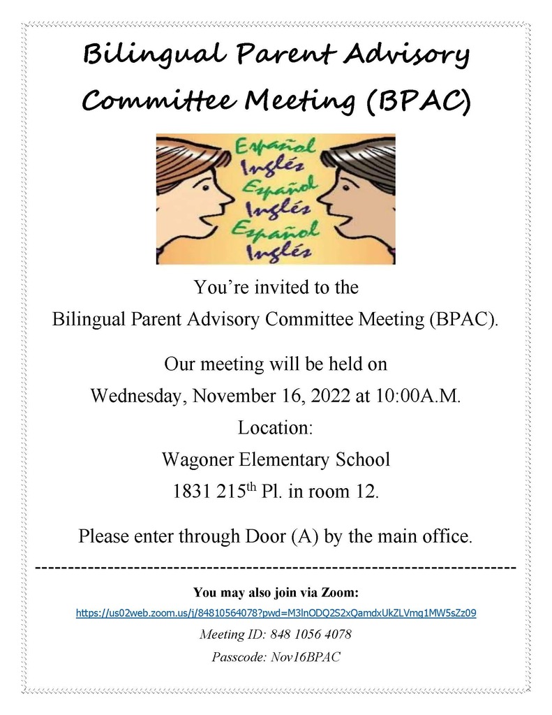 Bilingual Parent Advisory Committee Meeting (BPAC)