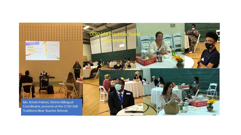 #d168excels - Welcome New Teachers! CCSD168 Traditions New Teachers Retreat Monday, August 3, 2020. Our new teachers are practicing social distancing and learning about CCSD168. Welcome Aboard!