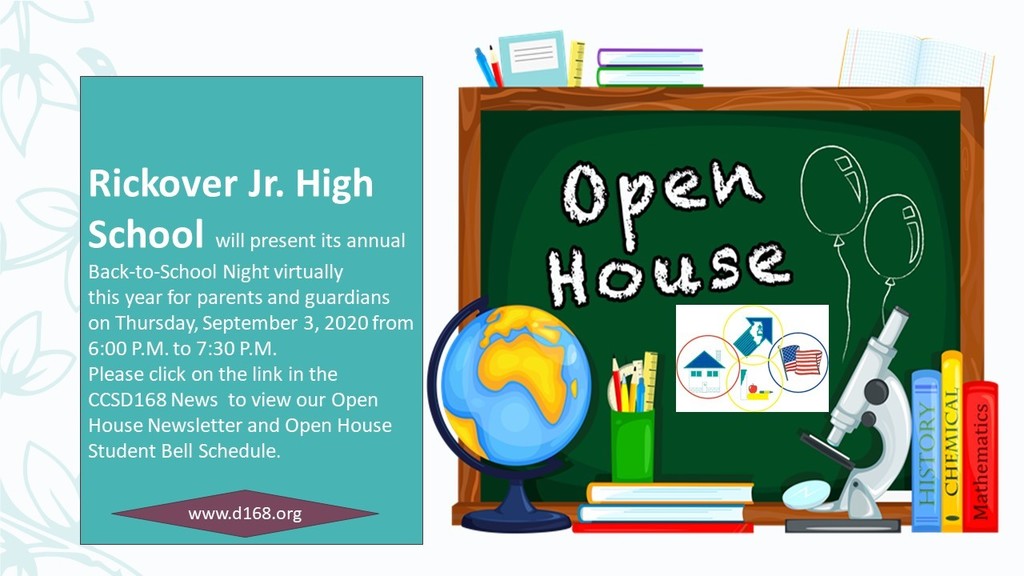 Rickover Jr. High School Open House, Thursday, September 3, 2020